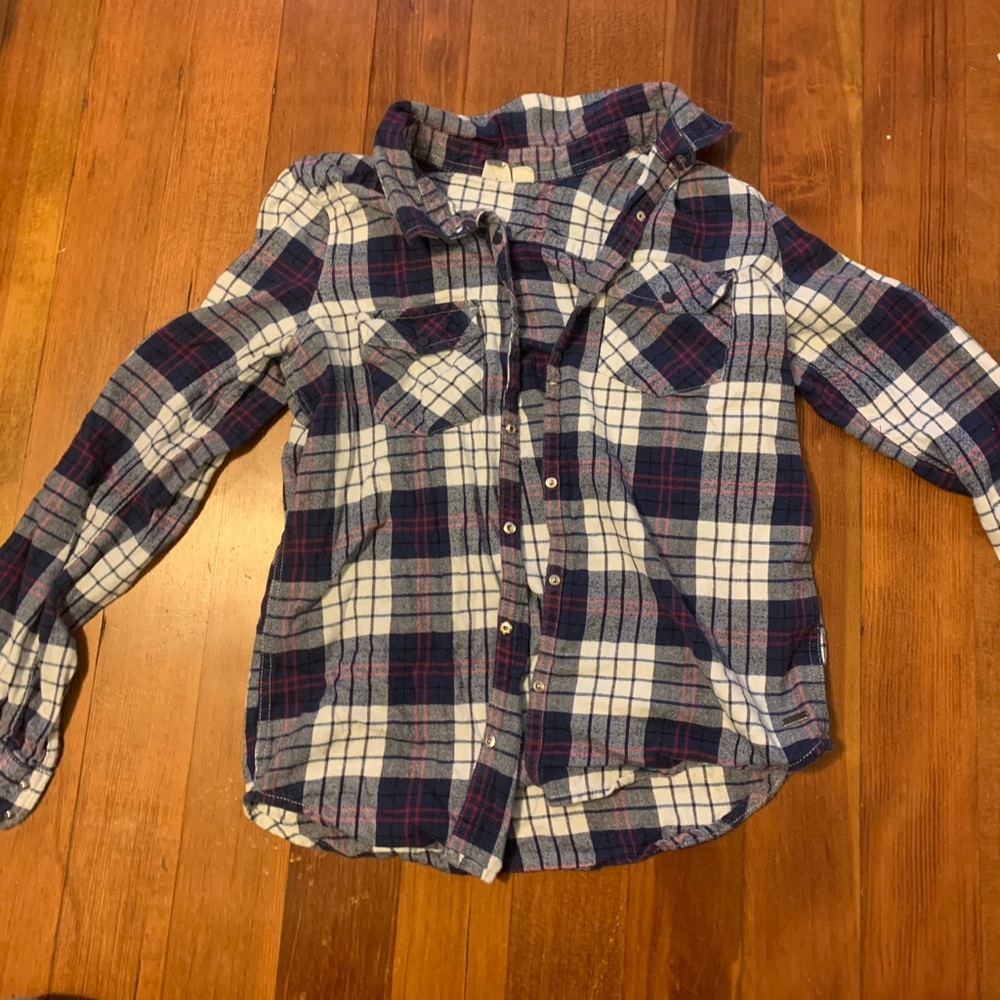 Blue white and pink flannel